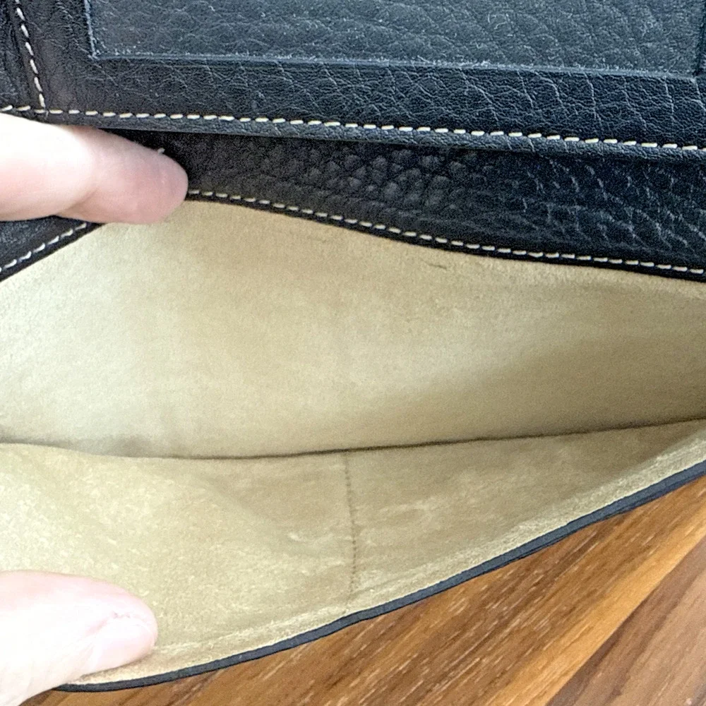 Fendi Selleria Leather Long Wallet - Black With Tan Thread - Great Condition! ￼